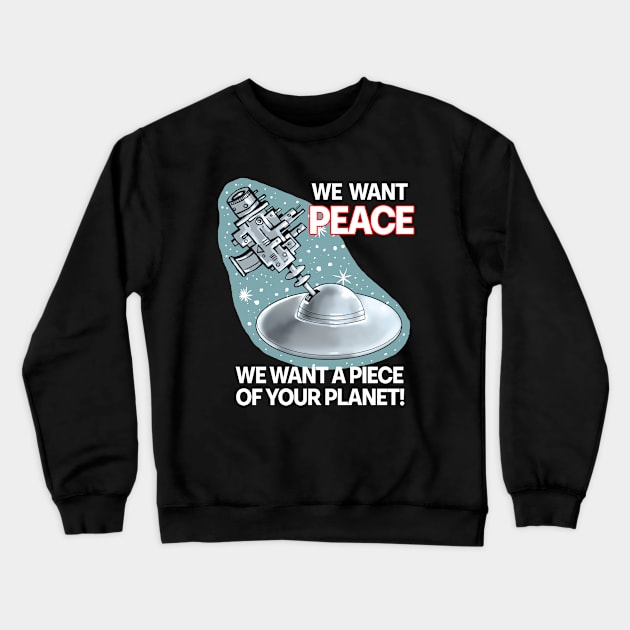 Flying Saucer Ray Gun Crewneck Sweatshirt by Cohort shirts